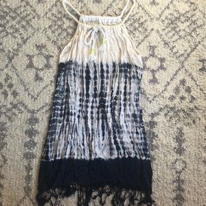 Seafolly navy and white tie-dye coverup dress